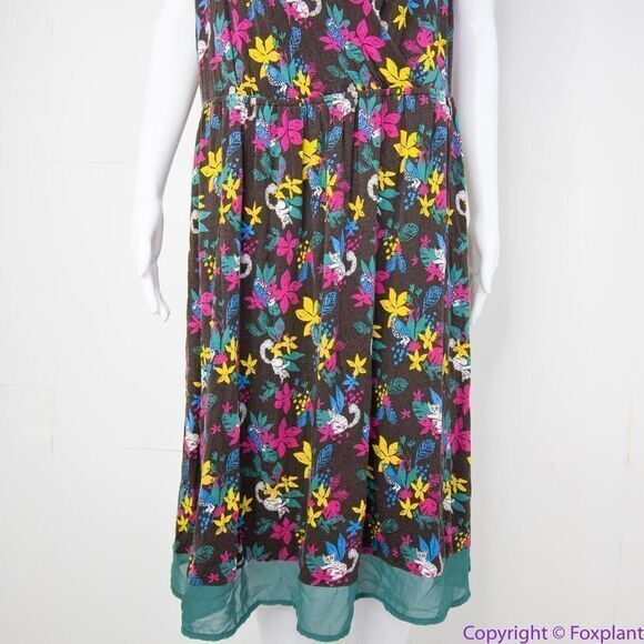 Modcloth Jungle Print Knit Dress,‎ white cat blue bird, 2X - Picture 5 of 16